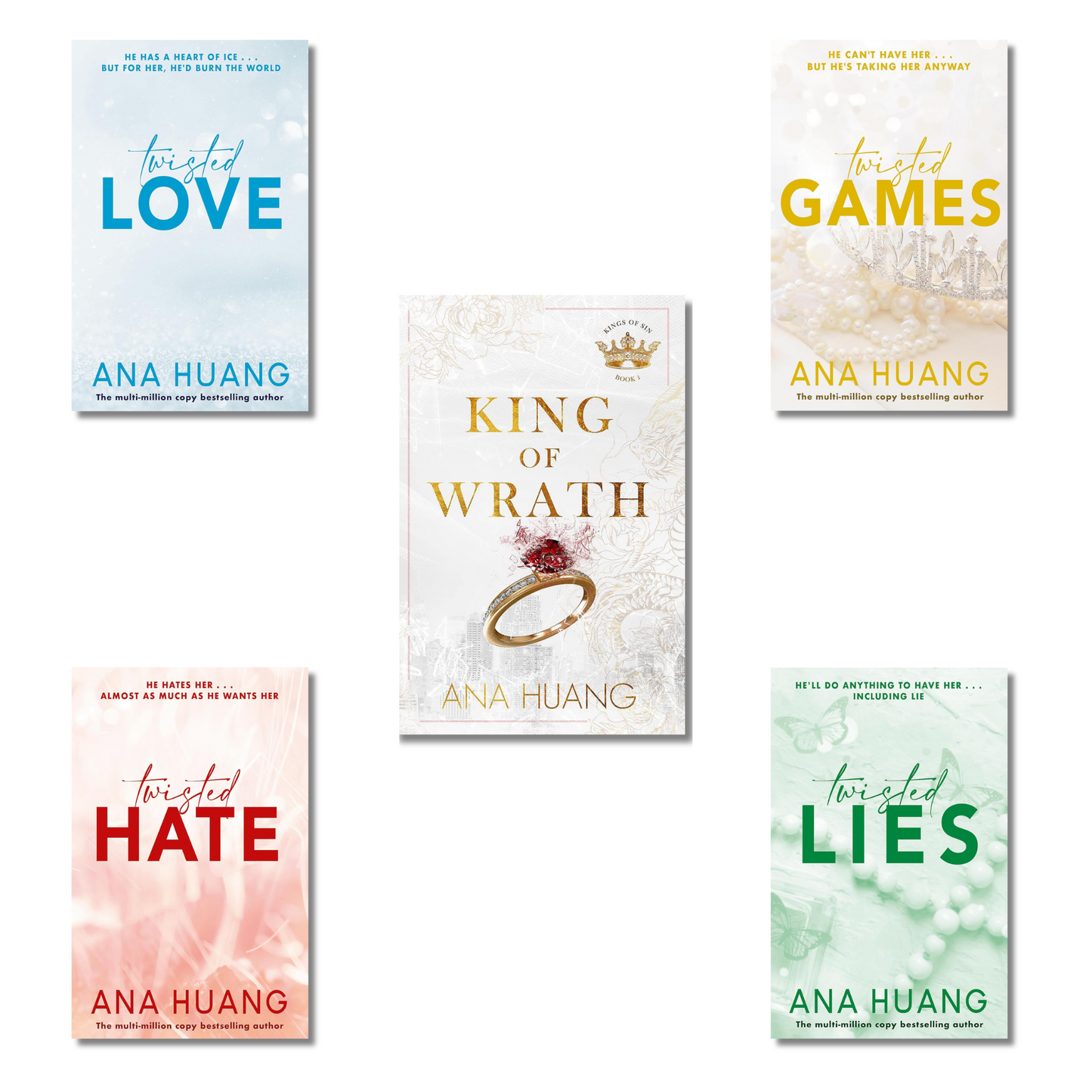 (Combo 5 Book) Twisted Love, Twisted Games, Twisted Hate, Twisted Lies and King of Wrath By Ana Huang (Paperback)