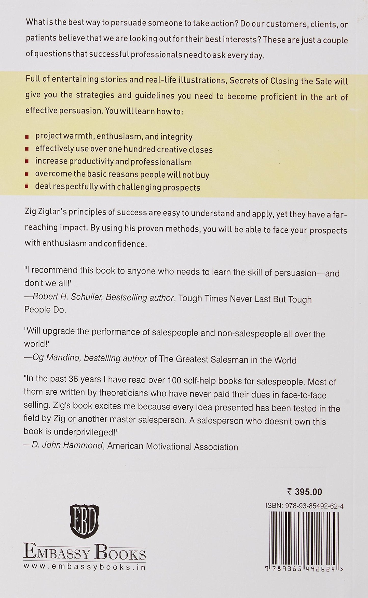 Secrets Of Closing The Sale By Zig Zigler (Paperback)