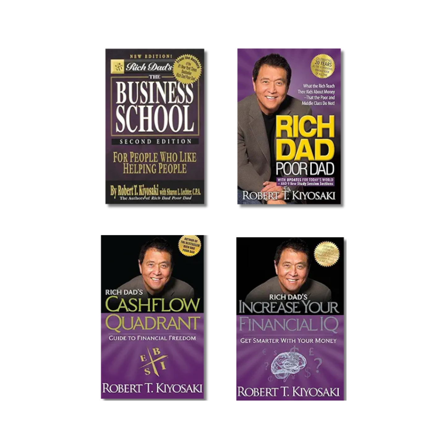 (Combo 4 Book) Rich Dad’s Business School+ Rich Dad Poor Dad+Rich Dad’s Cashflow Quadrant+Rich Dad’s Increase Your Financial IQ By Robert T. Kiyosaki (Paperback)