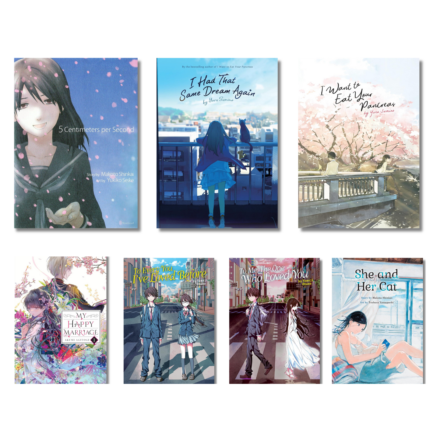(Combo 7 Book) I Had That Same Dream Again, 5 Centimeters per Second, I Want to Eat Your Pancreas, My Happy Marriage, To Me, The One Who Loved You, To Every You I've Loved Before and She and Her Cat (Paperback)